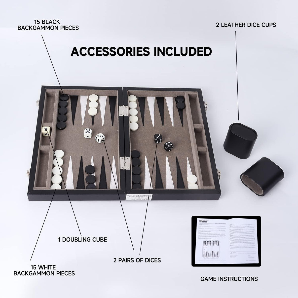 GSE Games &amp; Sports Expert - Juego de mesa de backgammon de piel...