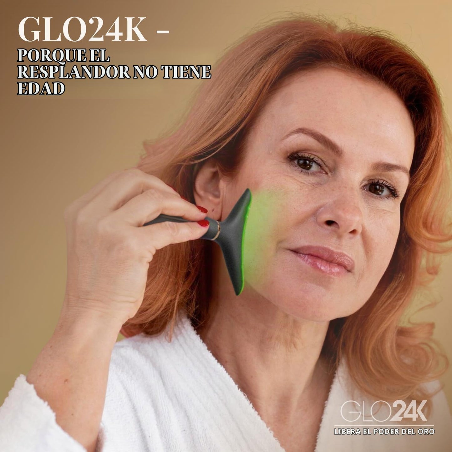 GLO24K - Dispositivo de belleza facial y cuello con luz roja, herra...