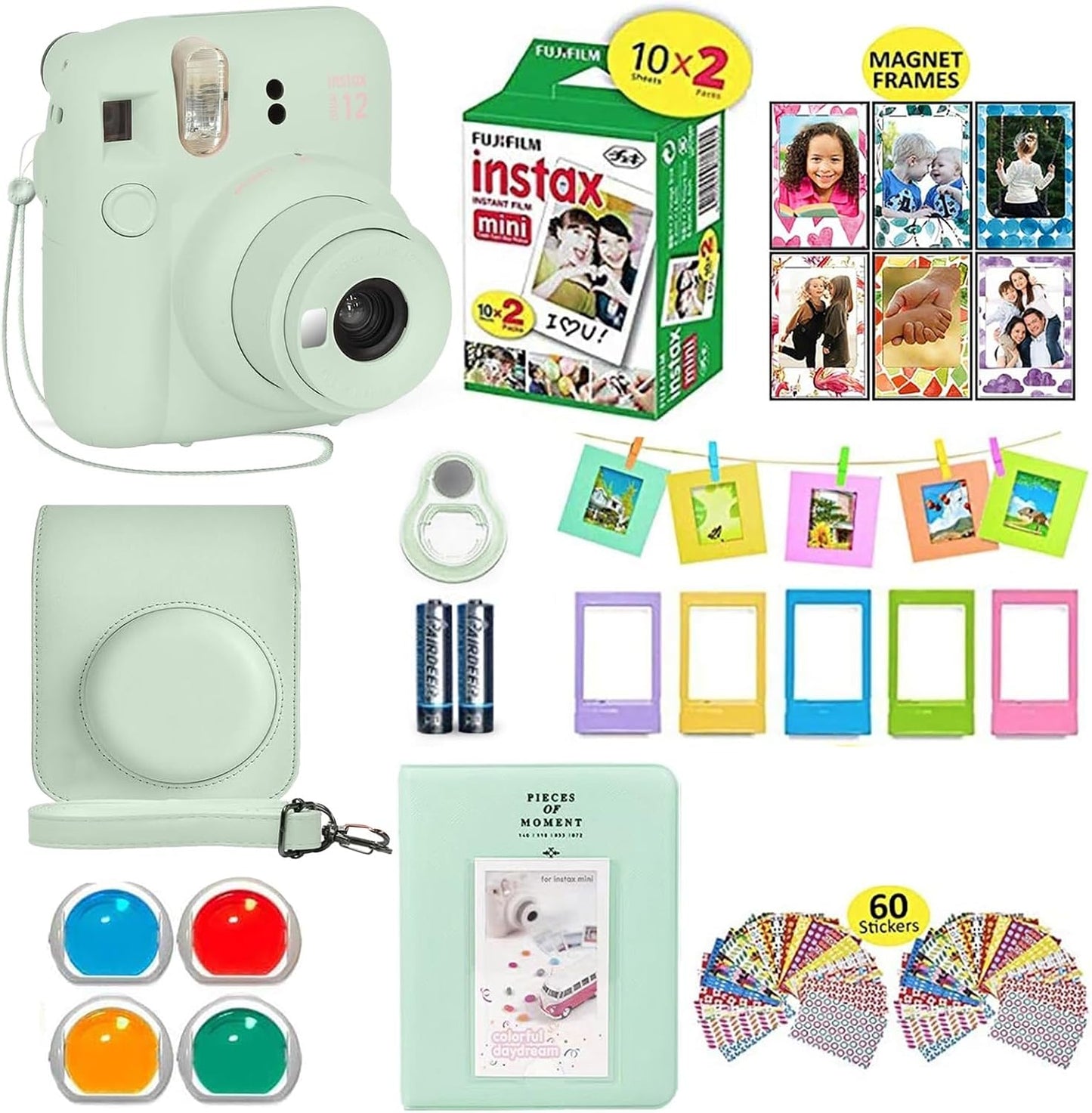 Fujifilm Instax Mini 12 - Cámara instantánea verde menta + funda de...
