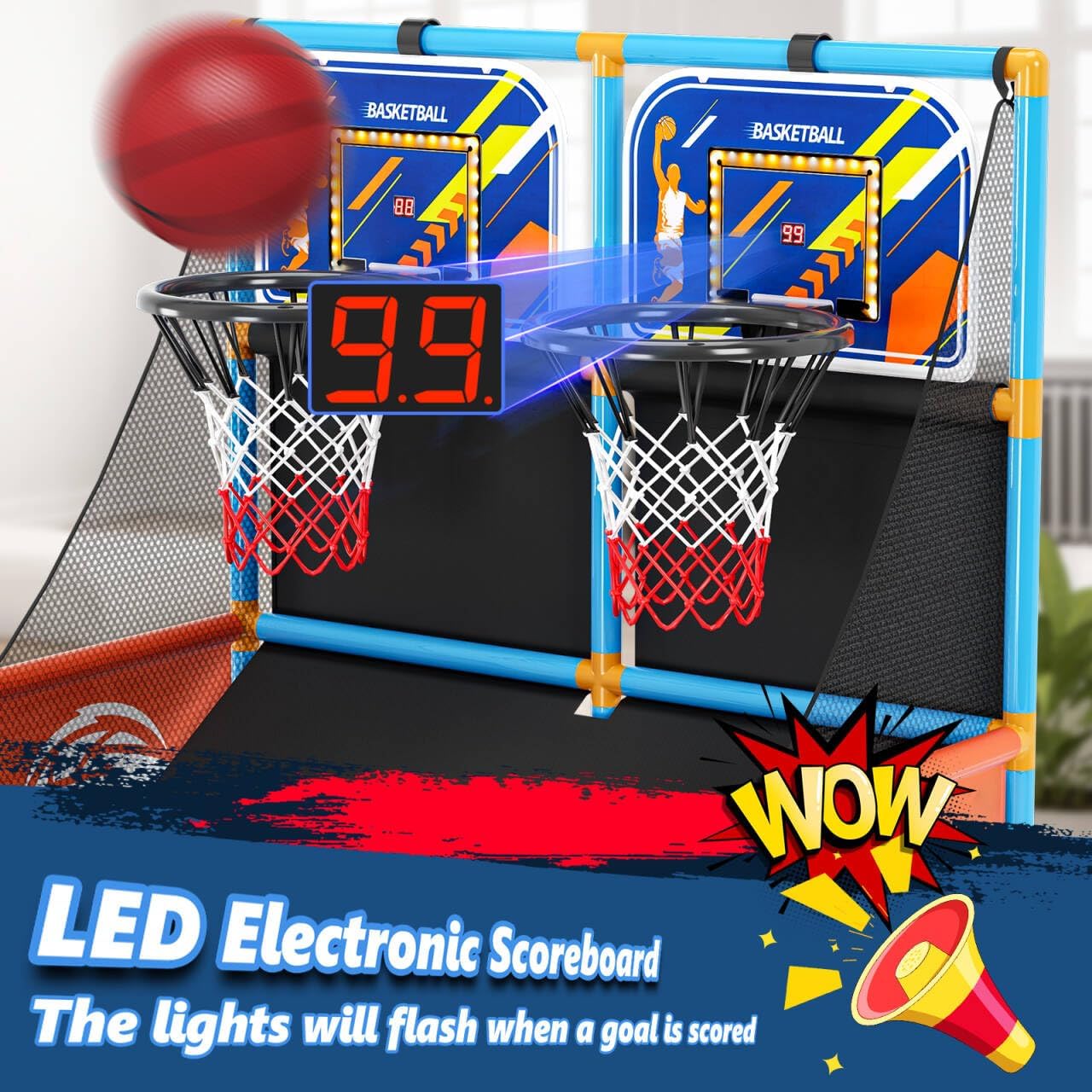 Juego de baloncesto arcade de doble disparo, juguetes para niños: a...