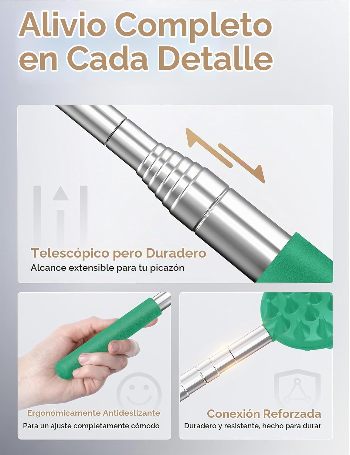 Rascador telescópico de espalda con 5 cabezas desmontables, regalo...
