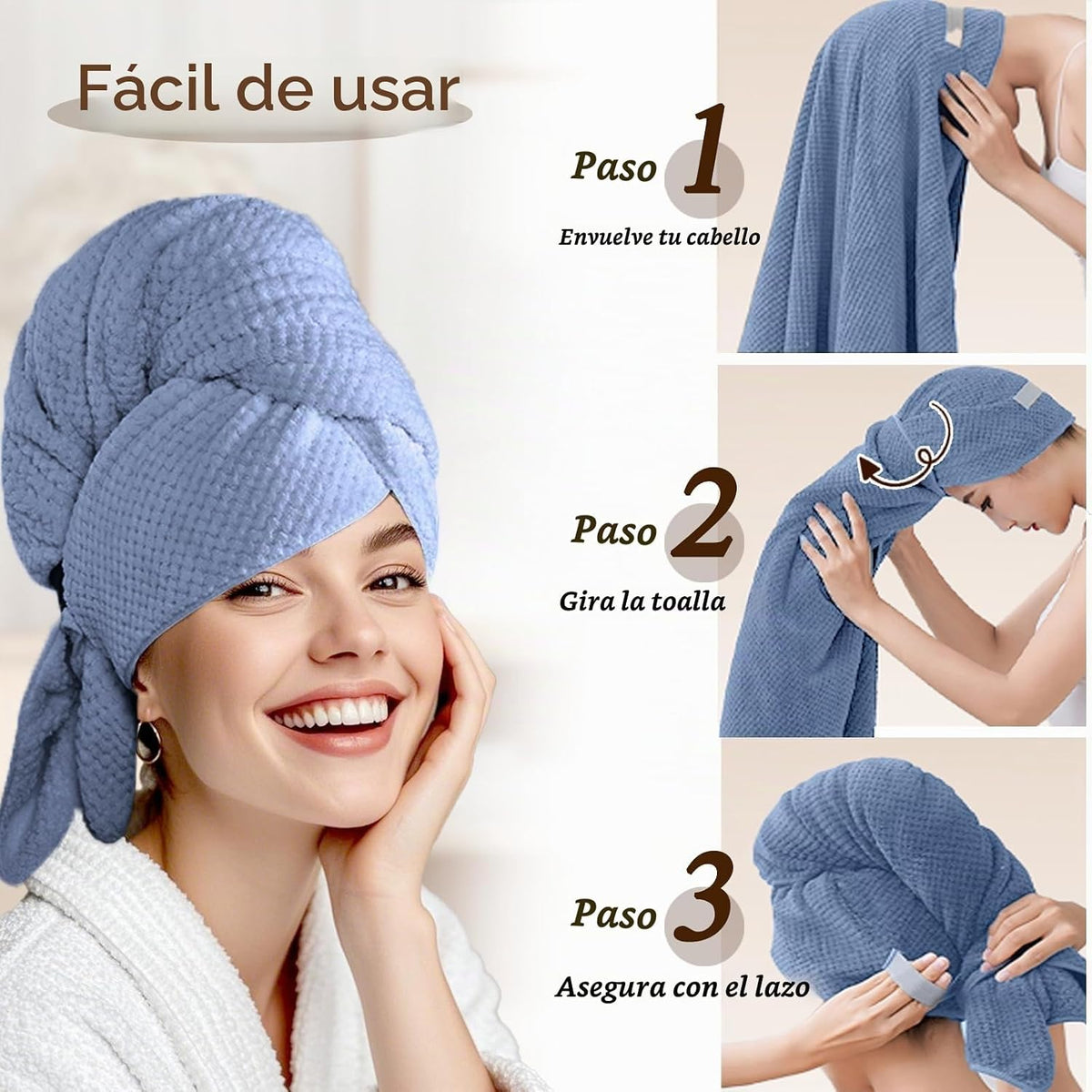 Toalla grande de microfibra para mujer, secado rápido y absorbente...