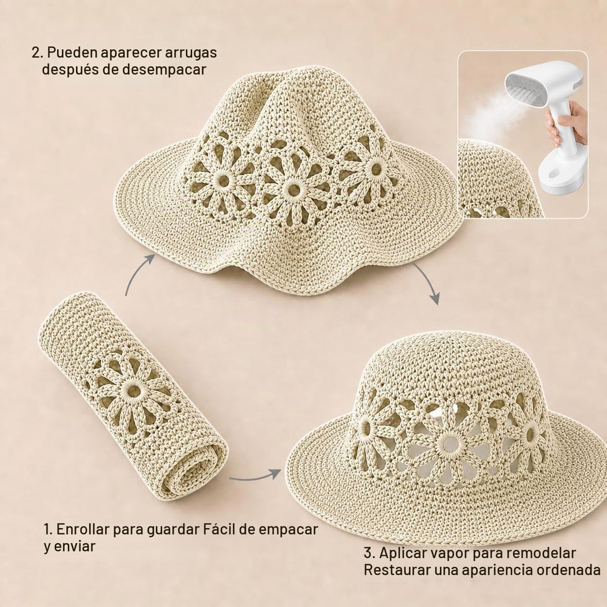 Mazilk Sombrero hecho a mano del cubo de la paja del papel del ganc...
