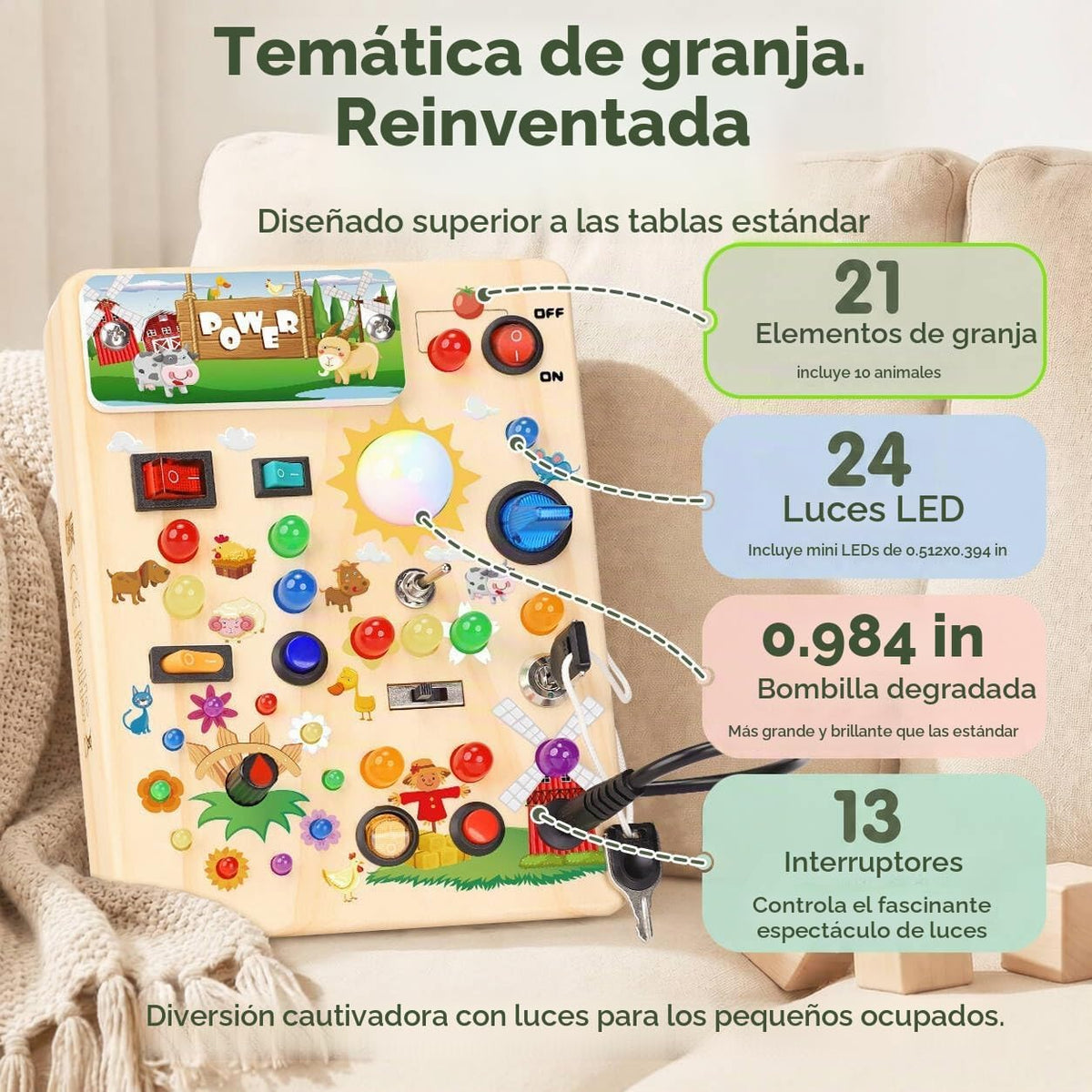 RichBoy Montessori - Tablero de juguete para niños de 1 a 3 años, j...