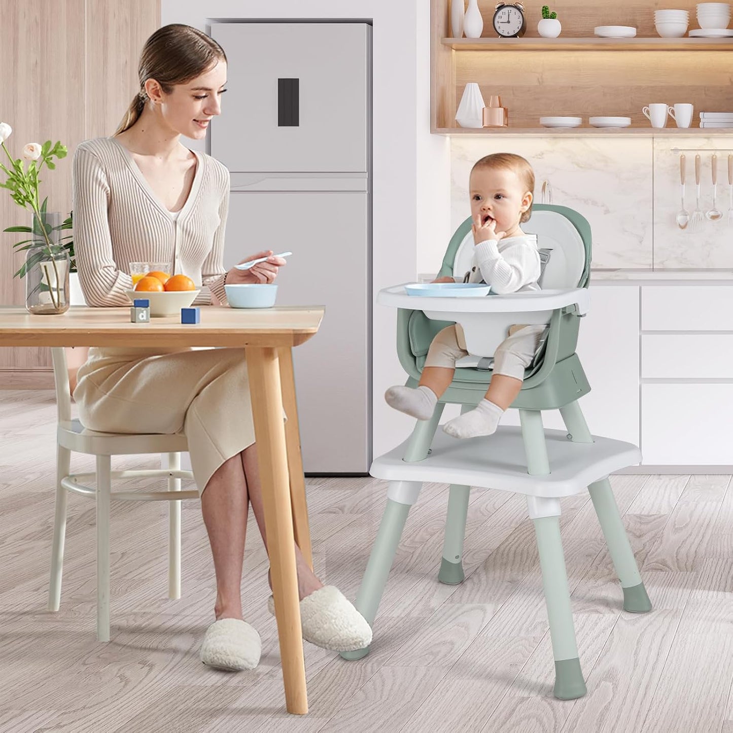 HONEY JOY Silla alta 8 en 1 para bebé, silla alta convertible para...