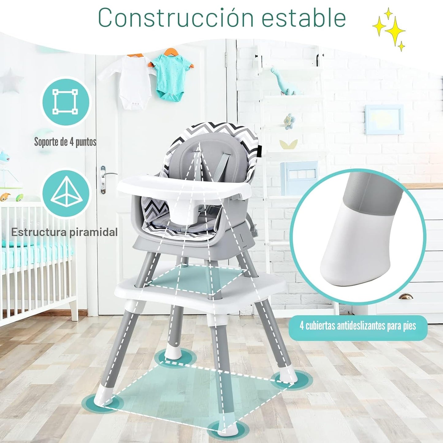 HONEY JOY Silla alta 8 en 1 para bebé, silla alta convertible para...