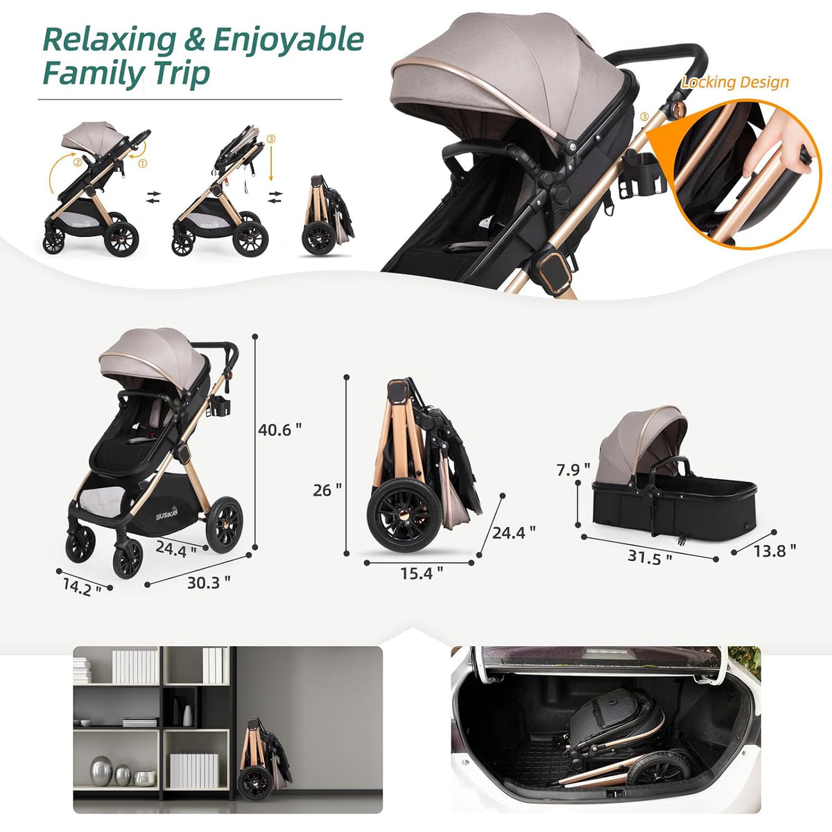 Cochecito convertible 6 en 1 para bebé con modo de cuna - Cochecito...