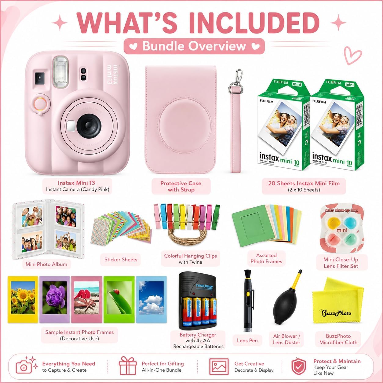 Paquete de cámara de película instantánea FUJIFILM instax Mini 13 C...