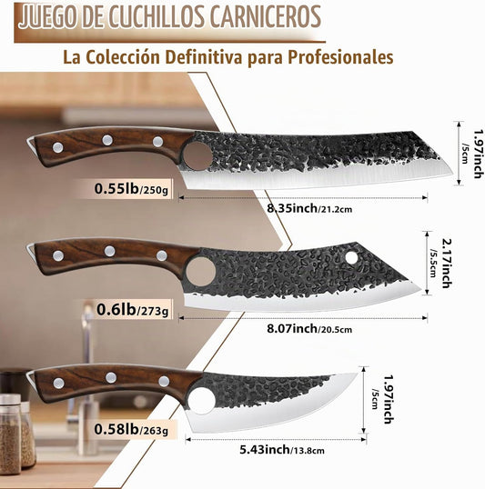 Purple Dragon Juego de 6 cuchillos de chef, acero de alto carbono f...