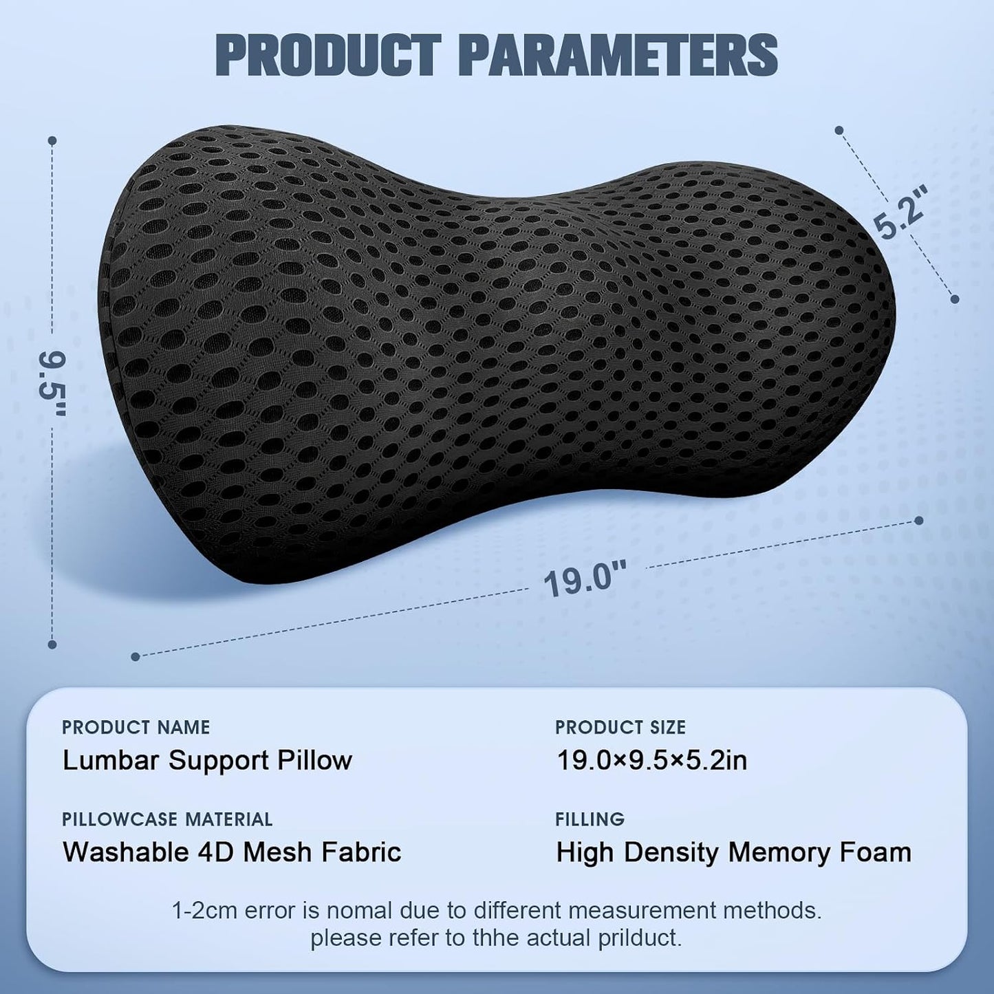 Almohada de apoyo lumbar, almohada lumbar ergonómica de espuma visc...