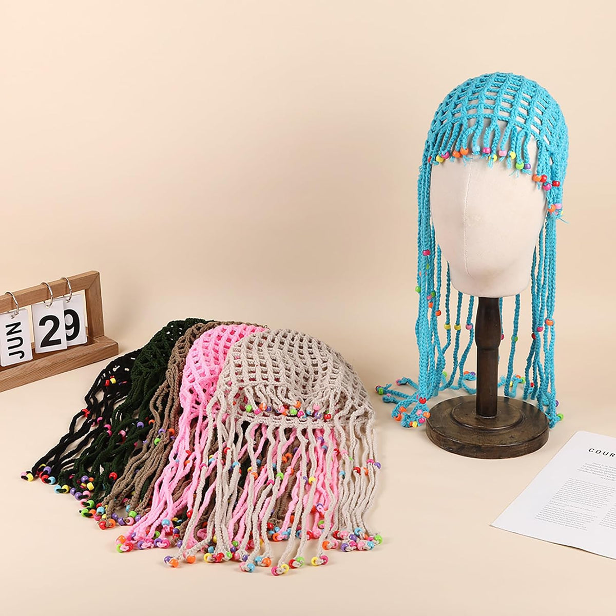 Julpsk Gorro de ganchillo hecho a mano para mujer, para verano, pla...