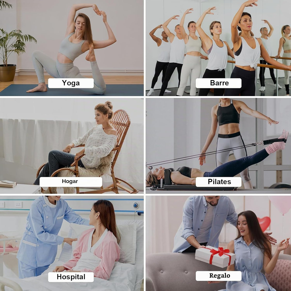 Calcetines de agarre para pilates para mujer, calcetines de yoga co...