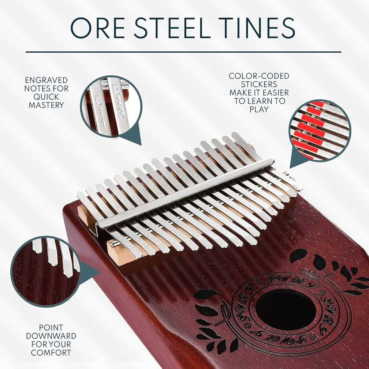 UNOKKI Piano de pulgar Kalimba de 17 teclas, relleno de calcetines...