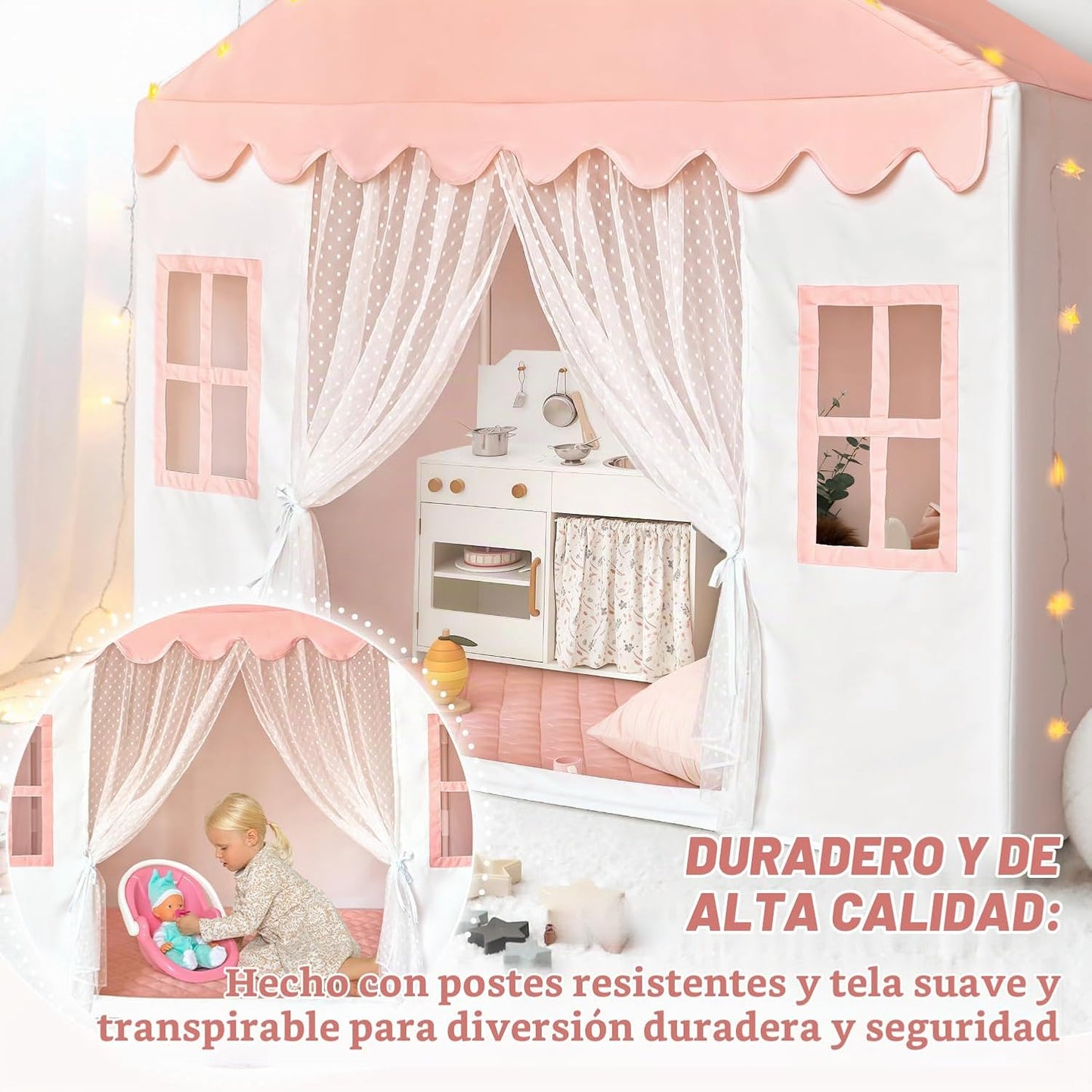 Avrsol - Tienda de campaña para niños con alfombra, castillo de pri...