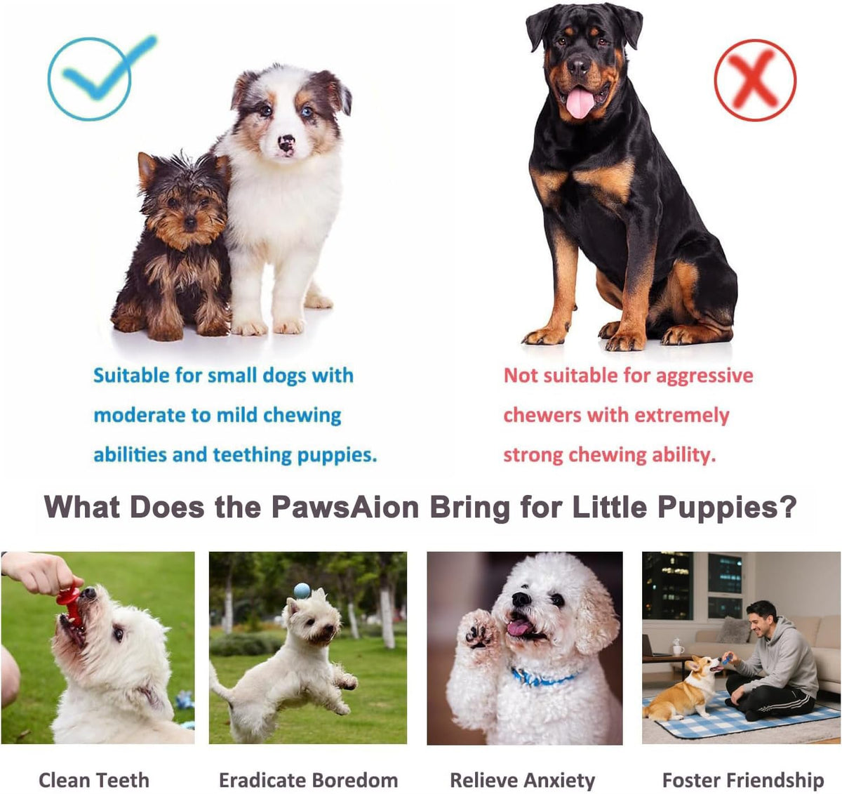 PawsAion Paquete de 20 juguetes masticables para cachorros para den...