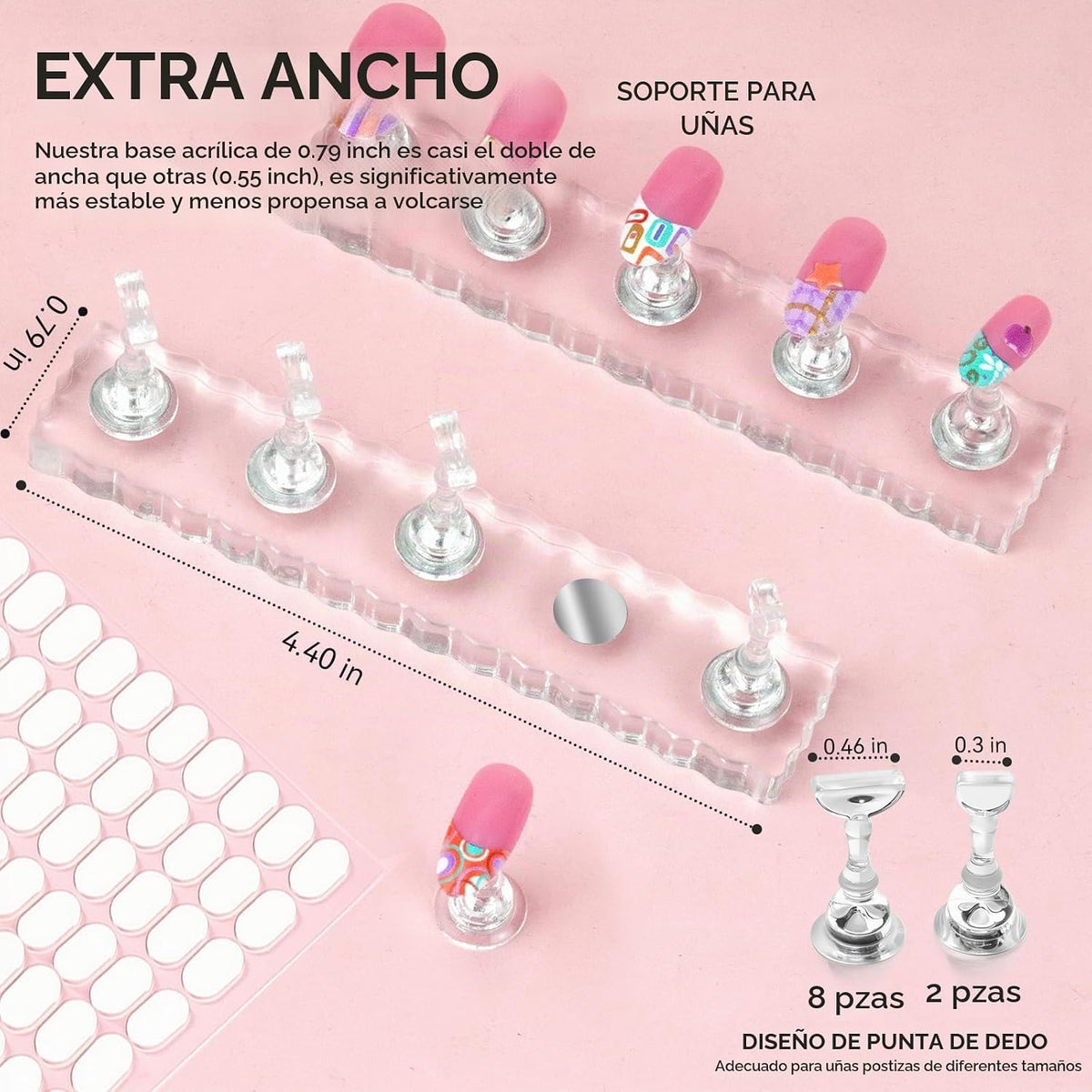 ESUOHYM Soporte de uñas con 480 pestañas adhesivas para uñas para p...