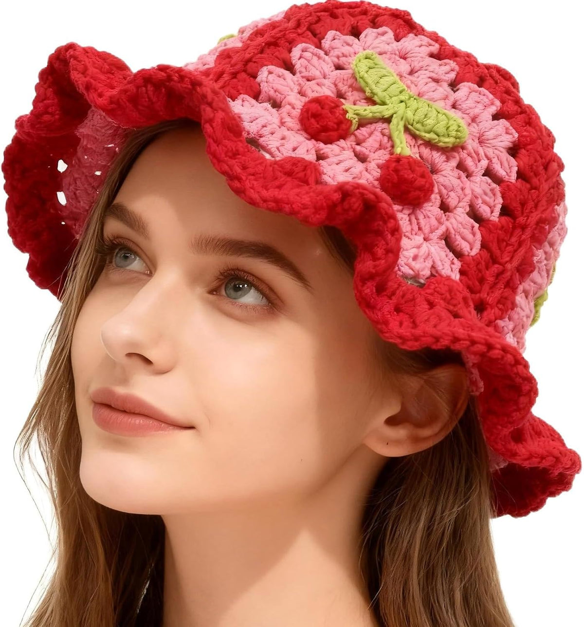 Busnos Sombreros de ganchillo para mujer, sombrero hecho a mano, li...