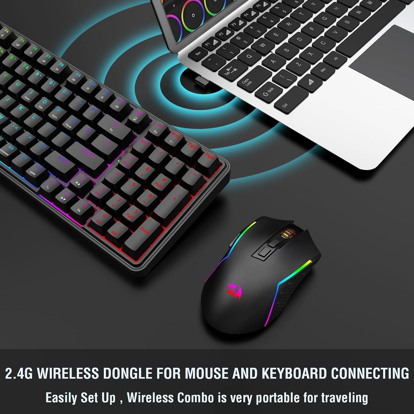 Redragon Combo de teclado y mouse para juegos S162 de 3 modos Wilre...
