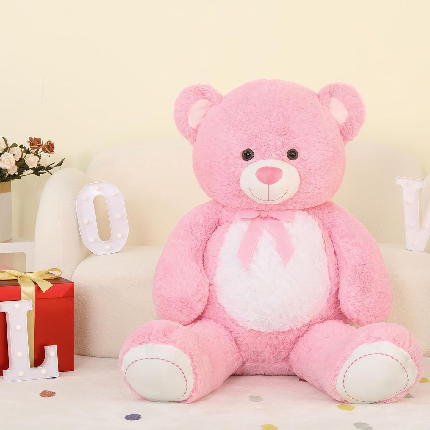 MorisMos Oso de peluche gigante de 4 pies, 51 pulgadas, oso rosa gr...