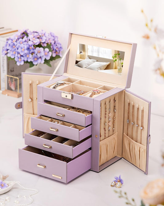 Homde Regalos de Navidad Caja de Joyas Enorme de Cuero Sintético Or...