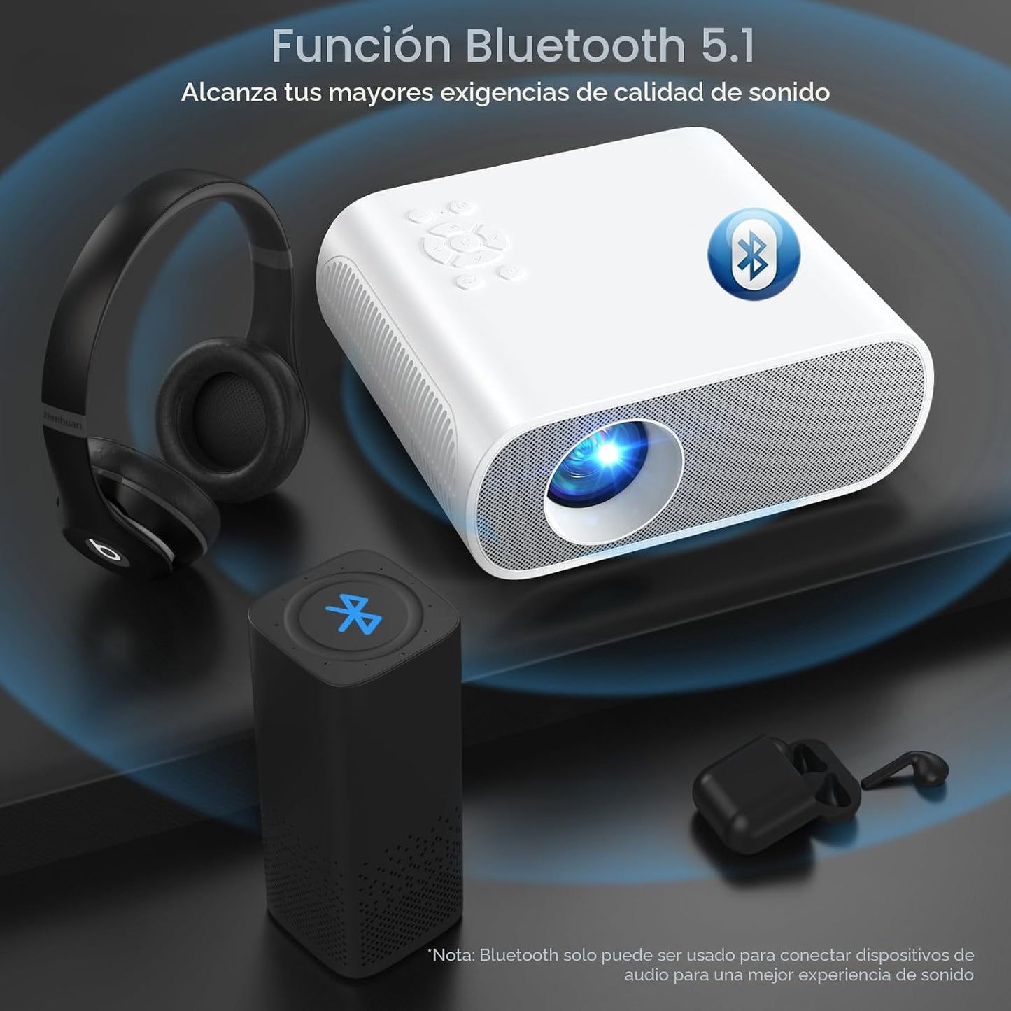 HOMPOW Proyector, Nativo 1080P Full HD Bluetooth Proyector con Alta...