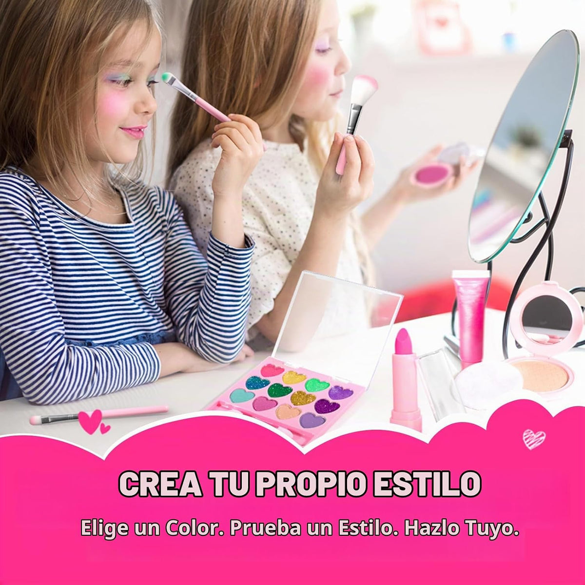 ULOVEME Kit de Maquillaje Real para Niñas con Bolso Esponjoso - Rea...