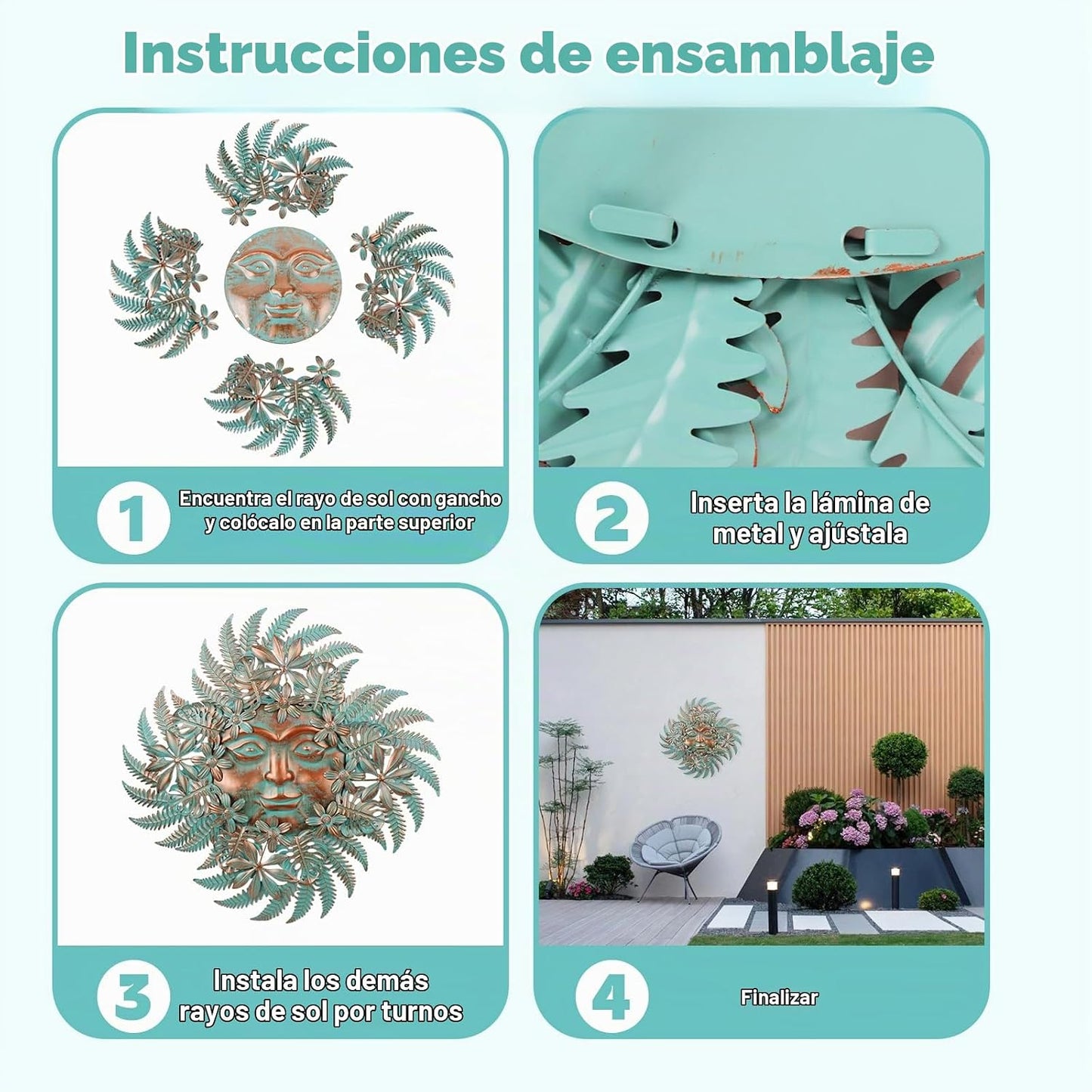 dreamskip Decoración de pared de metal grande para exteriores, arte...