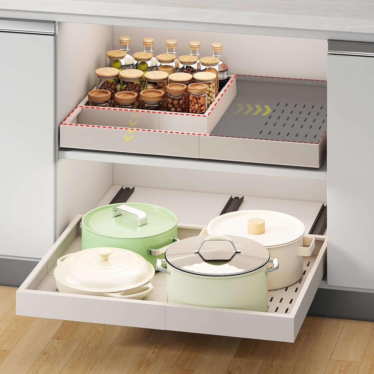 Organizador de gabinete extraíble, ancho (14"-21") y profun...