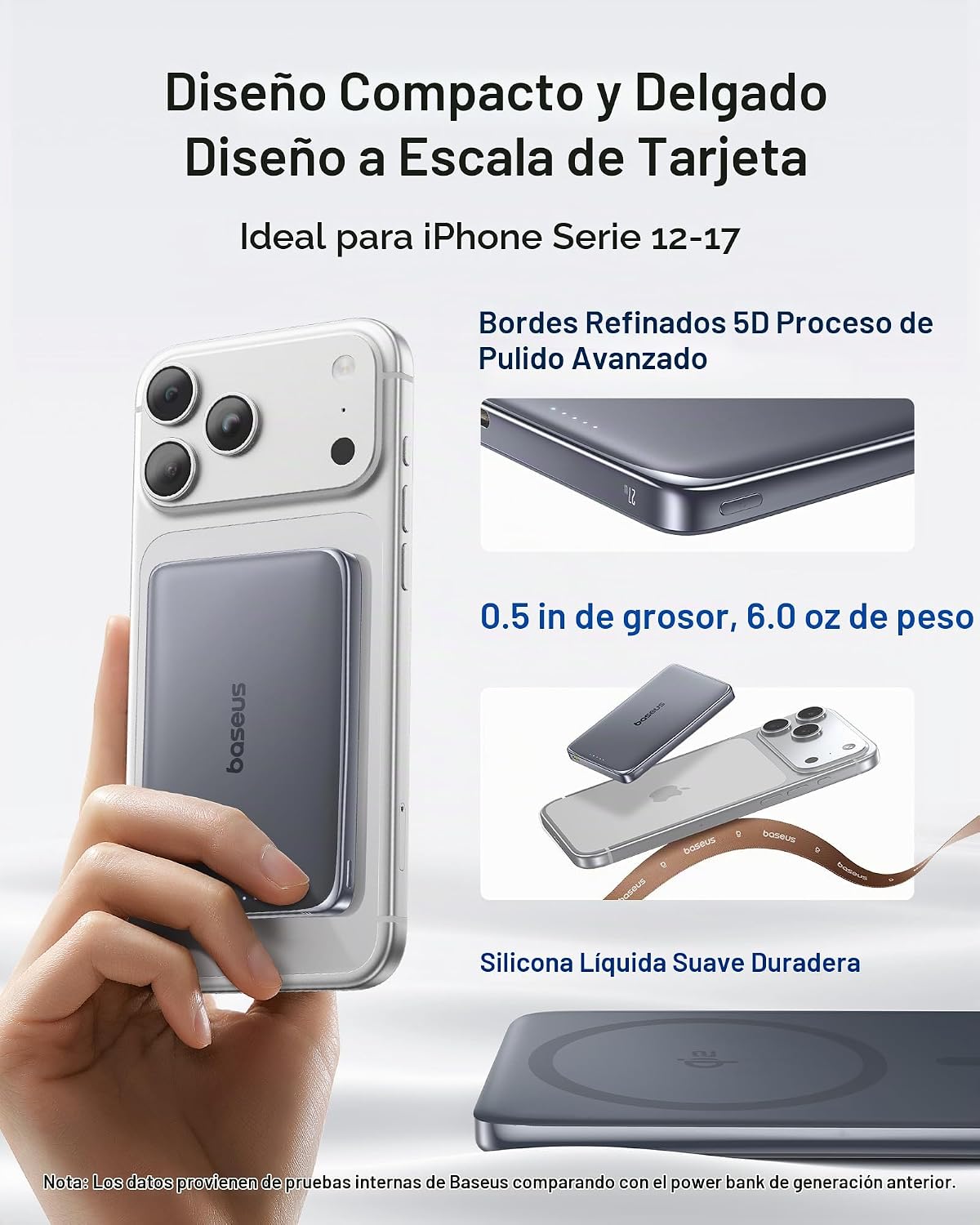 Baseus Picogo Power Bank - Cargador portátil MagSafe ultra delgado...