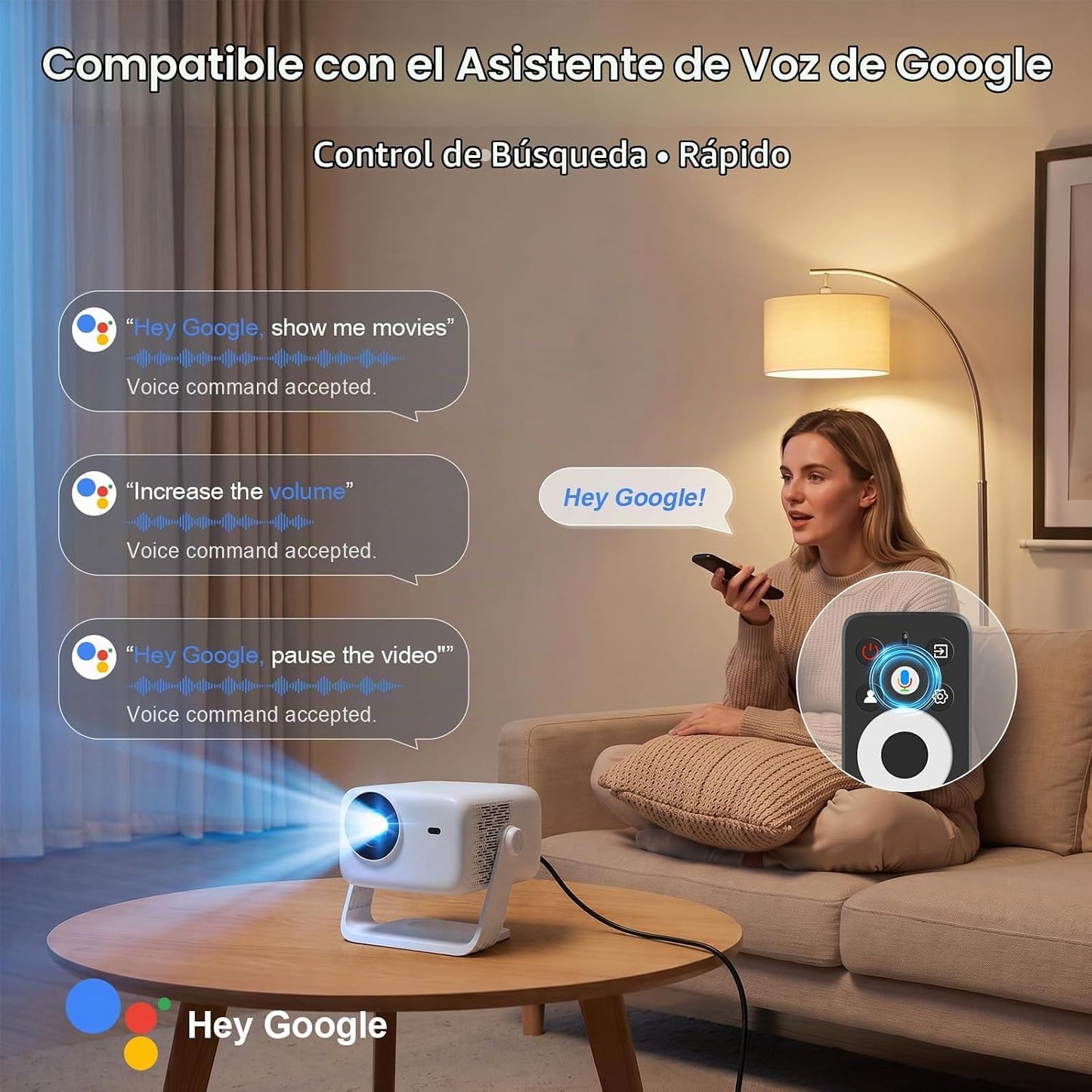 【Google TV y 3500ANSI y 4K】Proyector inteligente con WiFi y Bluetoo...