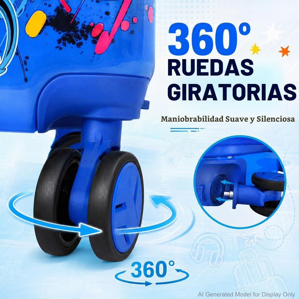 Juego de equipaje de mano ligero para niños, 2 piezas con ruedas, m...