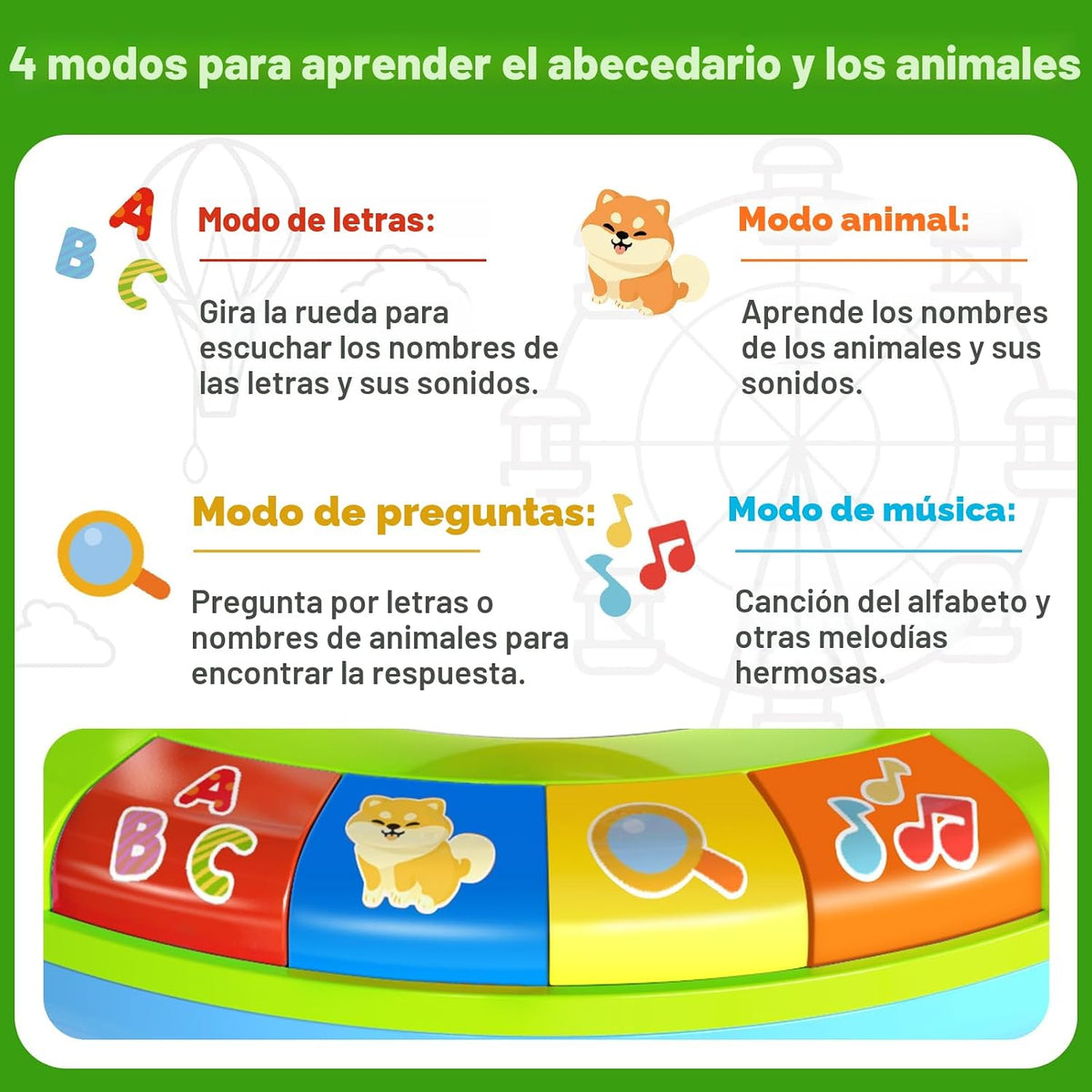 Juguetes para niños de 1, 2, 3 años, niños y niñas, alfabeto zoológ...