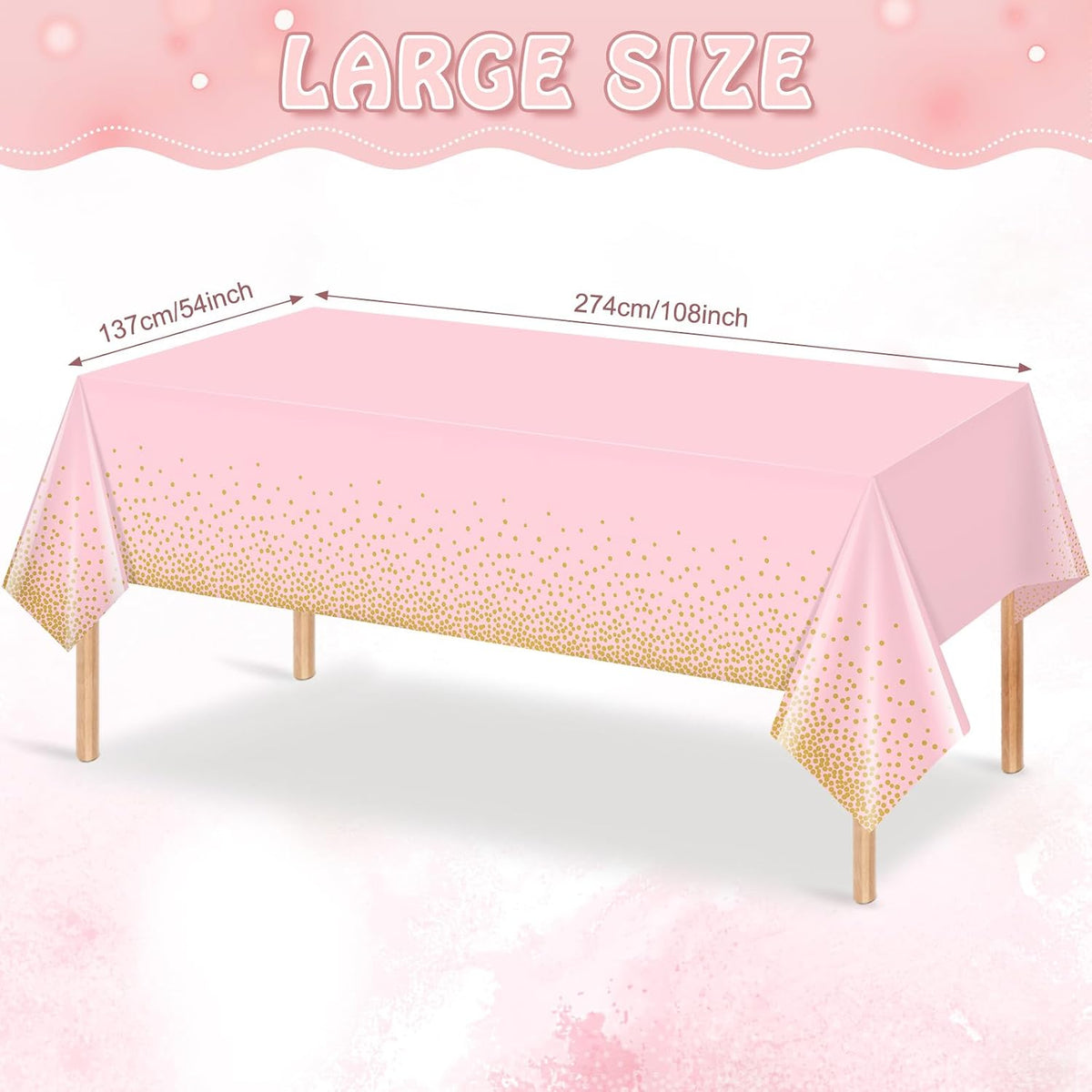 FunnyPars Paquete de 4 manteles de plástico rosa y dorado para fies...