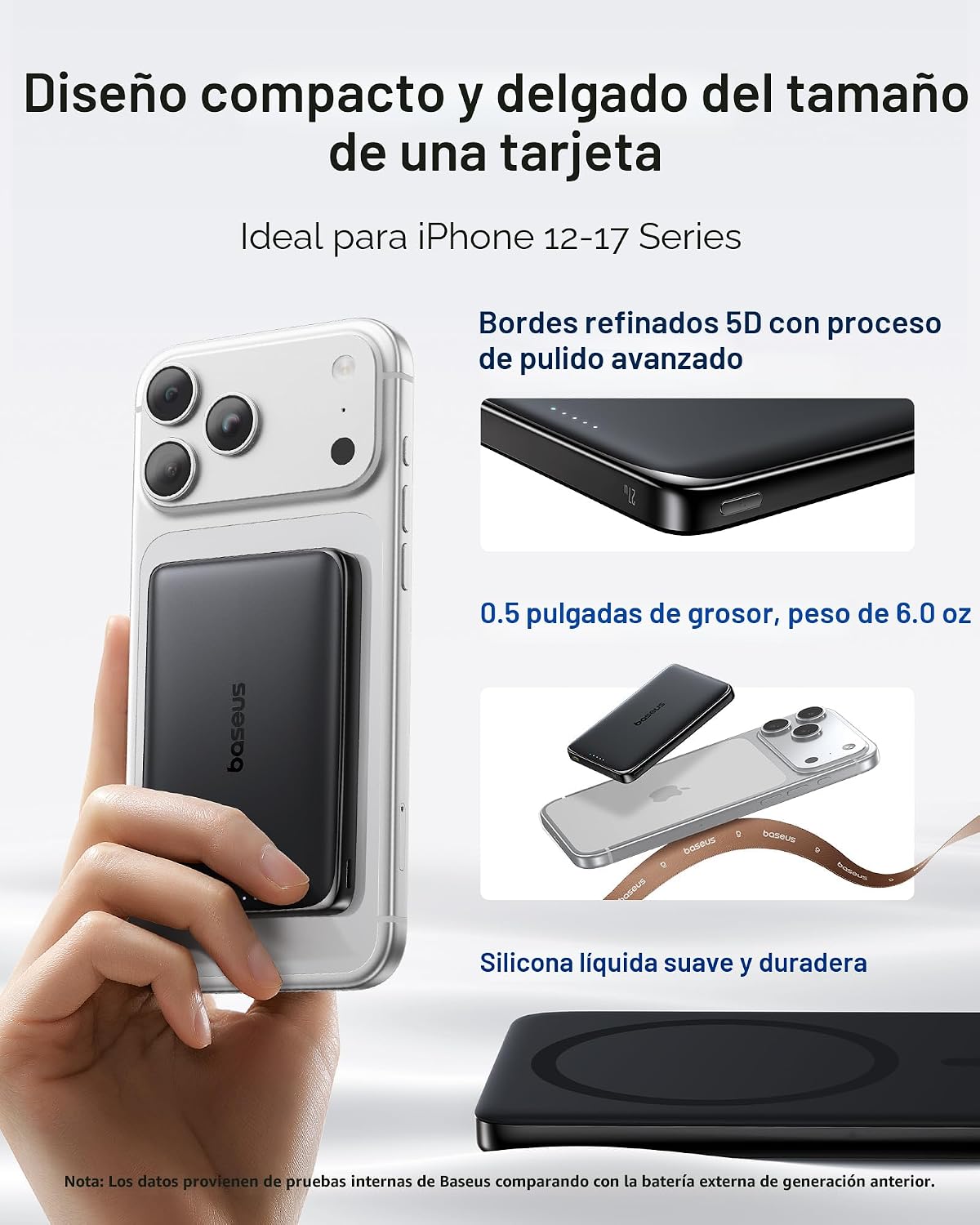Baseus Picogo Power Bank, cargador portátil MagSafe ultra delgado d...