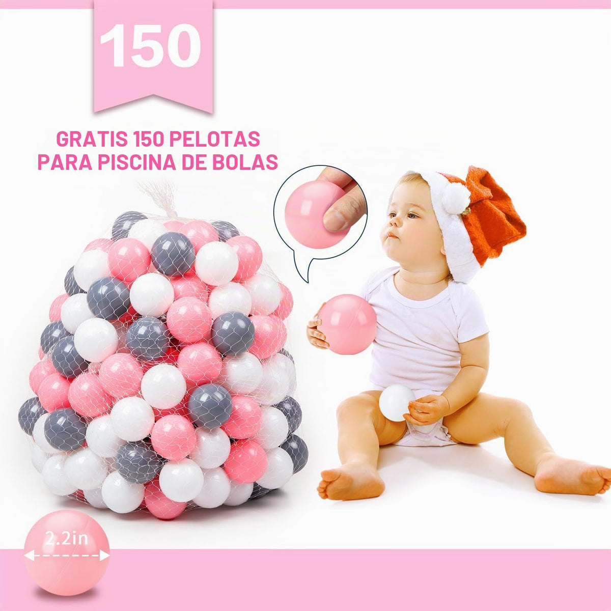 Wilhunter - Alberca de pelotas para niños pequeños con 150 pelotas,...
