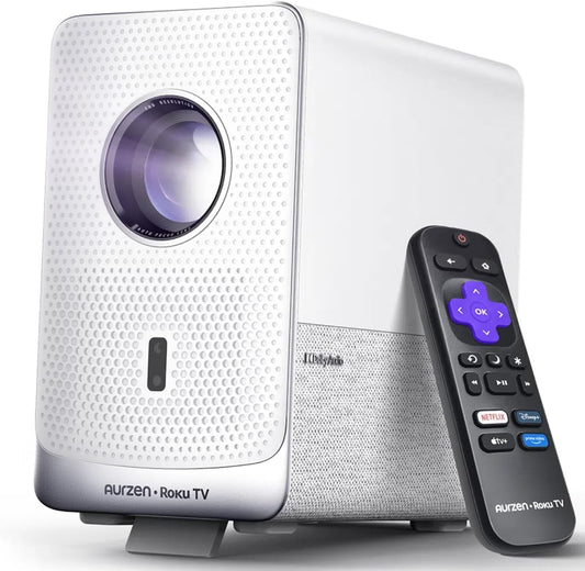 Aurzen Roku TV D1R Cube - Proyector inteligente para exteriores con...
