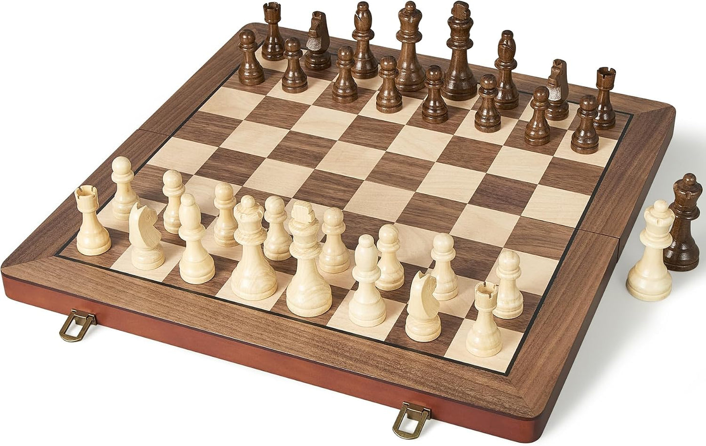 Juego de ajedrez magnético de madera de 17 pulgadas para adultos y...