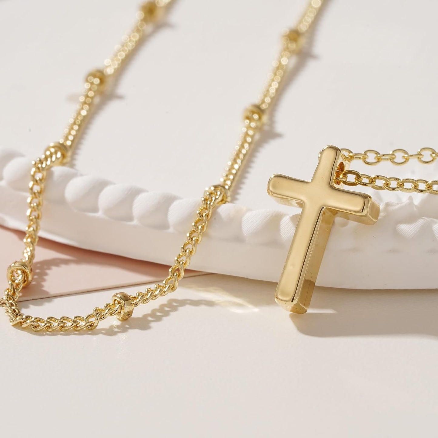 Turandoss Collar de Cruz de Oro para Mujeres - Delicado Collar de C...