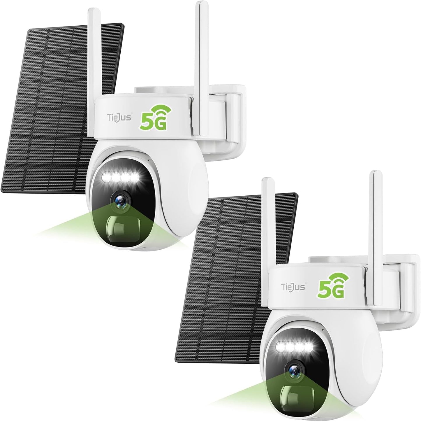 TIEJUS Paquete de 2 cámaras de seguridad solar 2K inalámbricas para...
