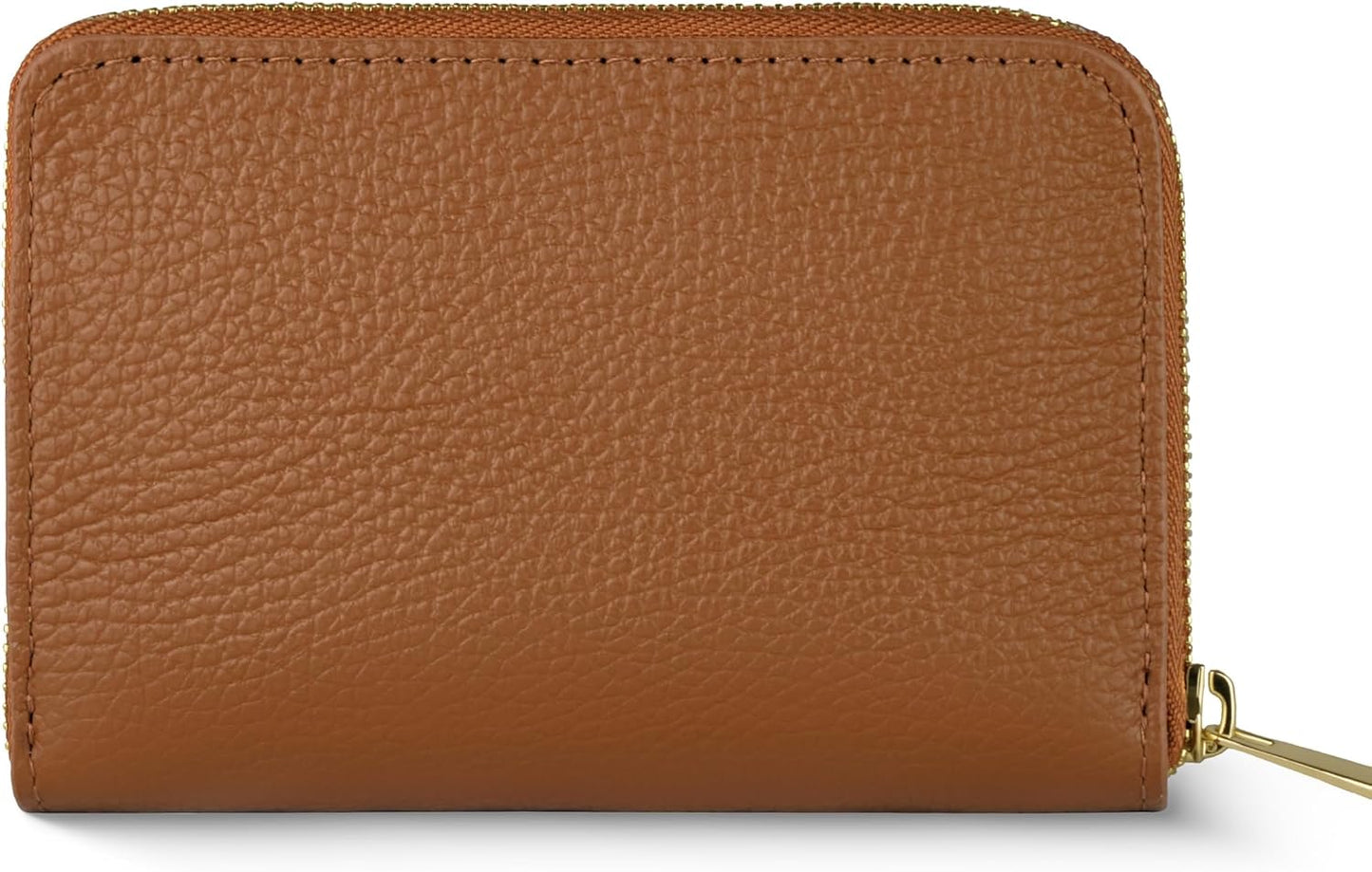 TAKEASY Cartera italiana de cuero genuino para mujer con cierre de...