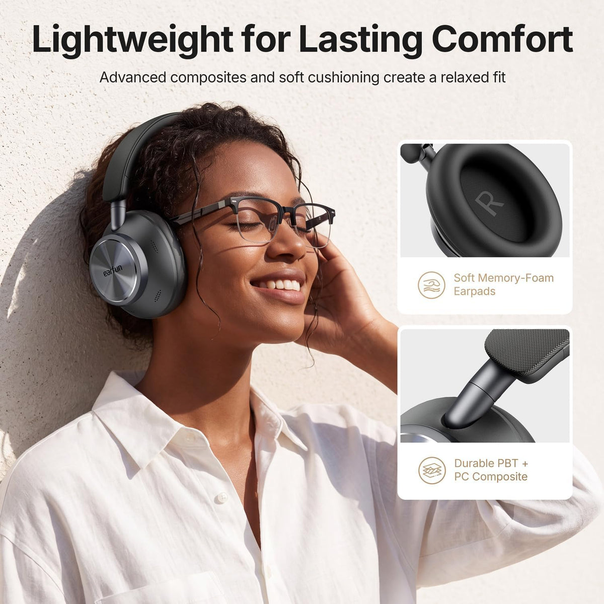 EarFun Wave Pro X Hybrid ANC Auriculares inalámbricos sobre la orej...