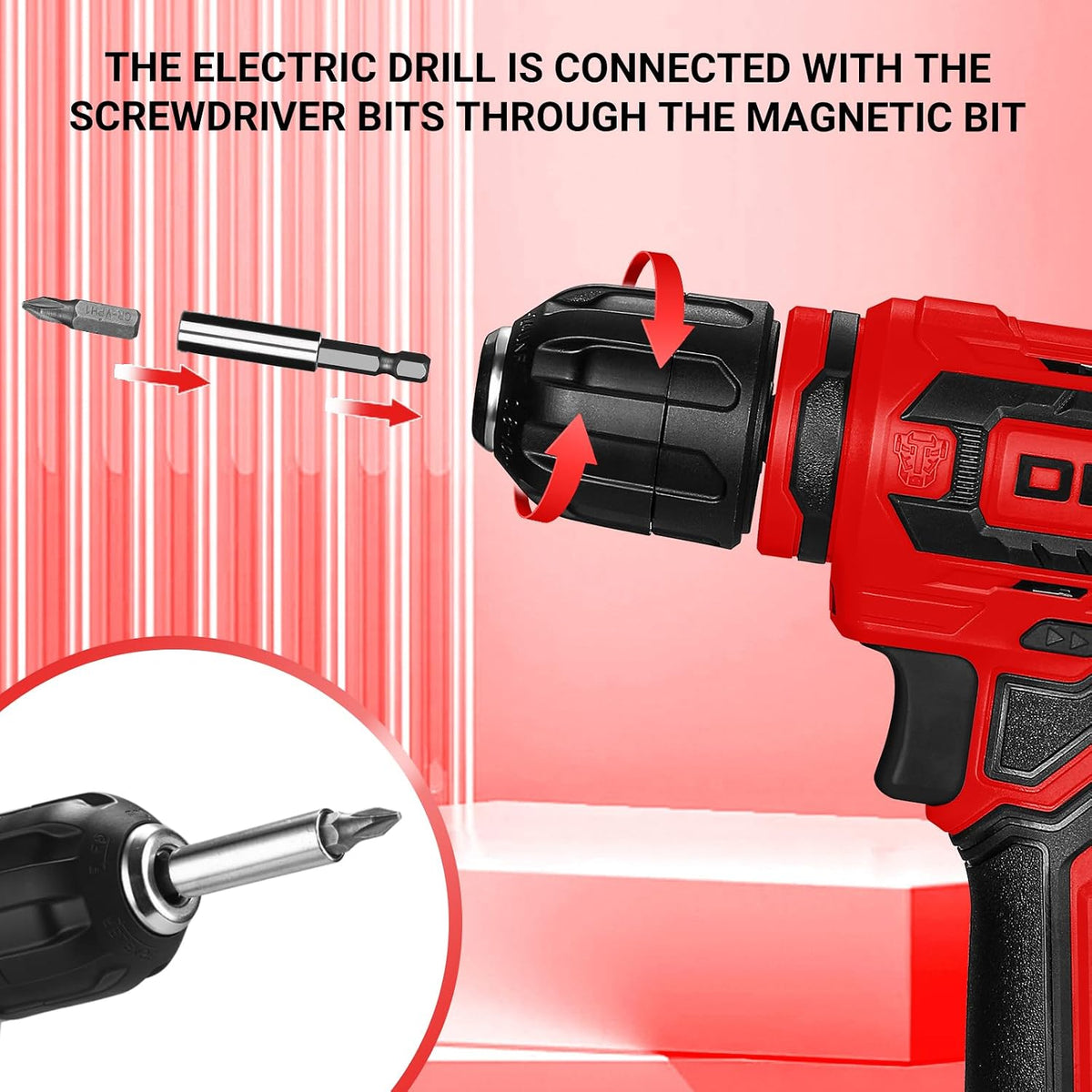 Taladro inalámbrico: juego de taladro eléctrico DEKOPRO de 12 V, ta...