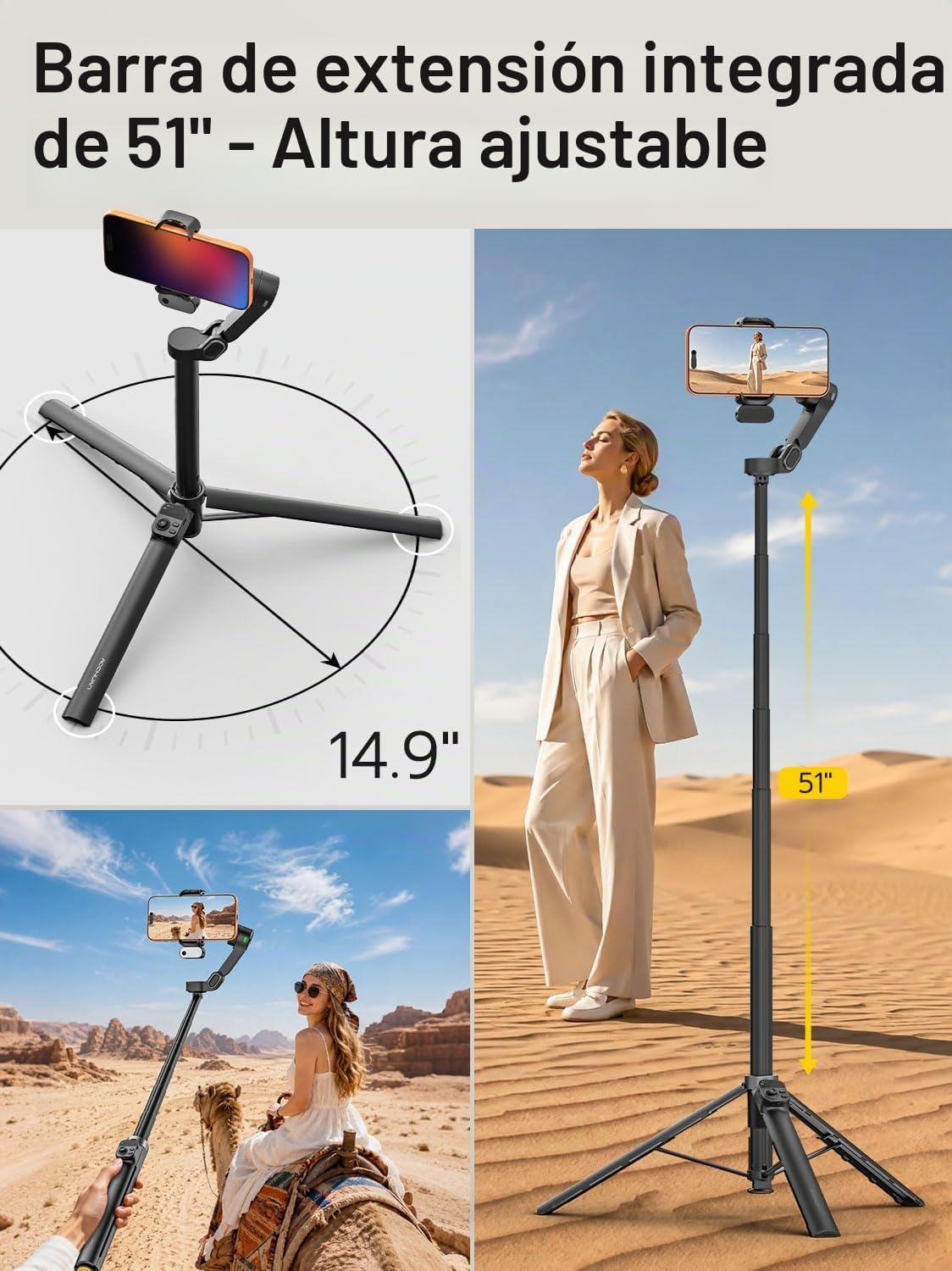 AOCHUAN Estabilizador cardán de 70.9 pulgadas para iPhone con módul...