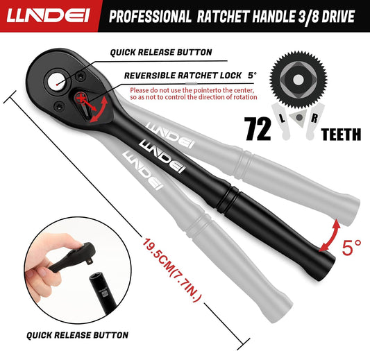 LLNDEI Juego de llaves de impacto de 3\/8", SAE estándar (5\/16...