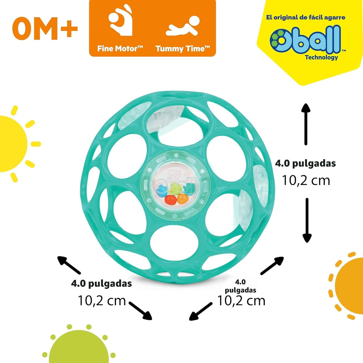 Bright Starts Oball - Sonajero fácil de agarrar sin BPA, juguete in...