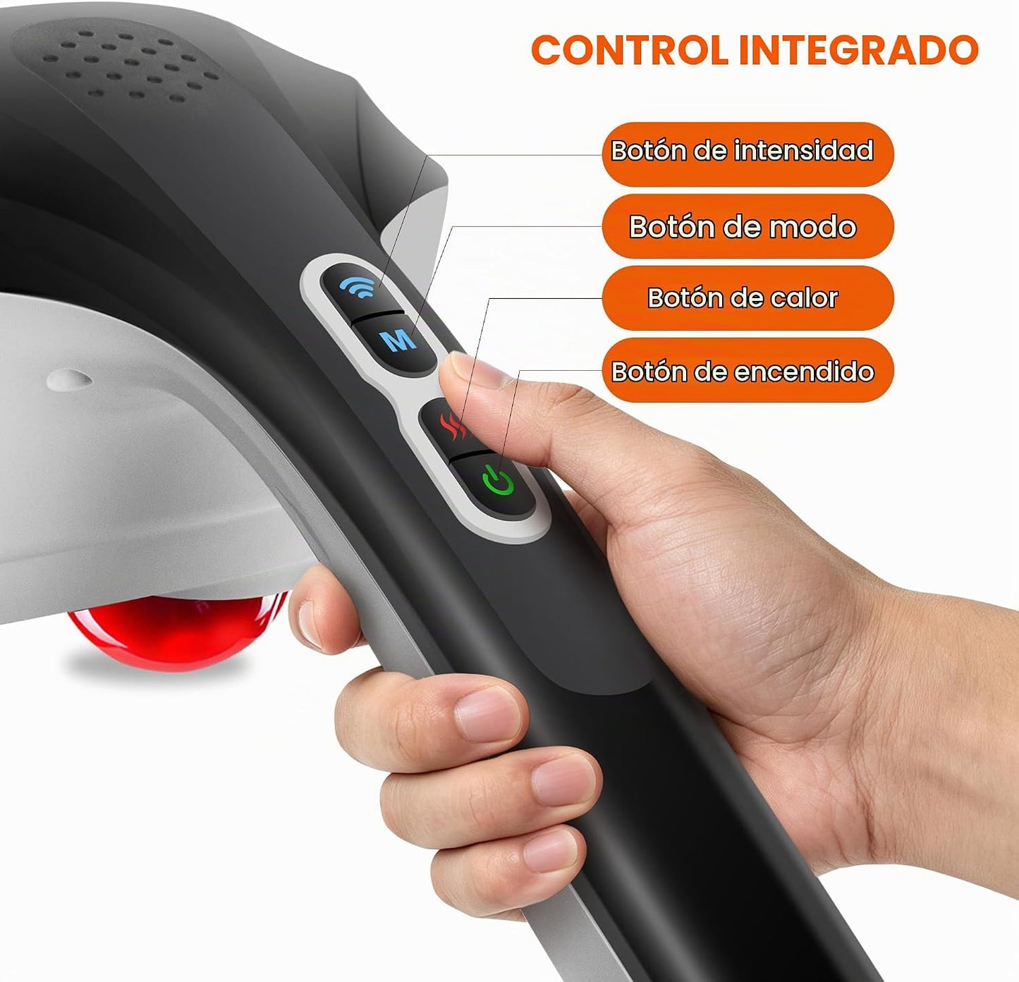 Snailax Masajeador de espalda inalámbrico de mano con calor, masaje...