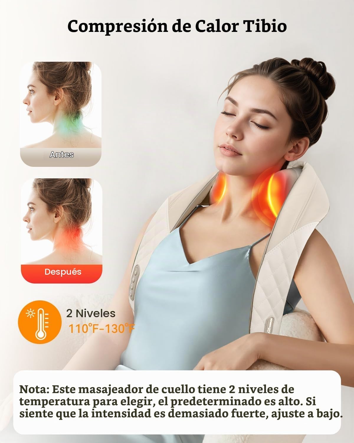 Snailax Masajeador de cuello inalámbrico con calor, masajeador de c...