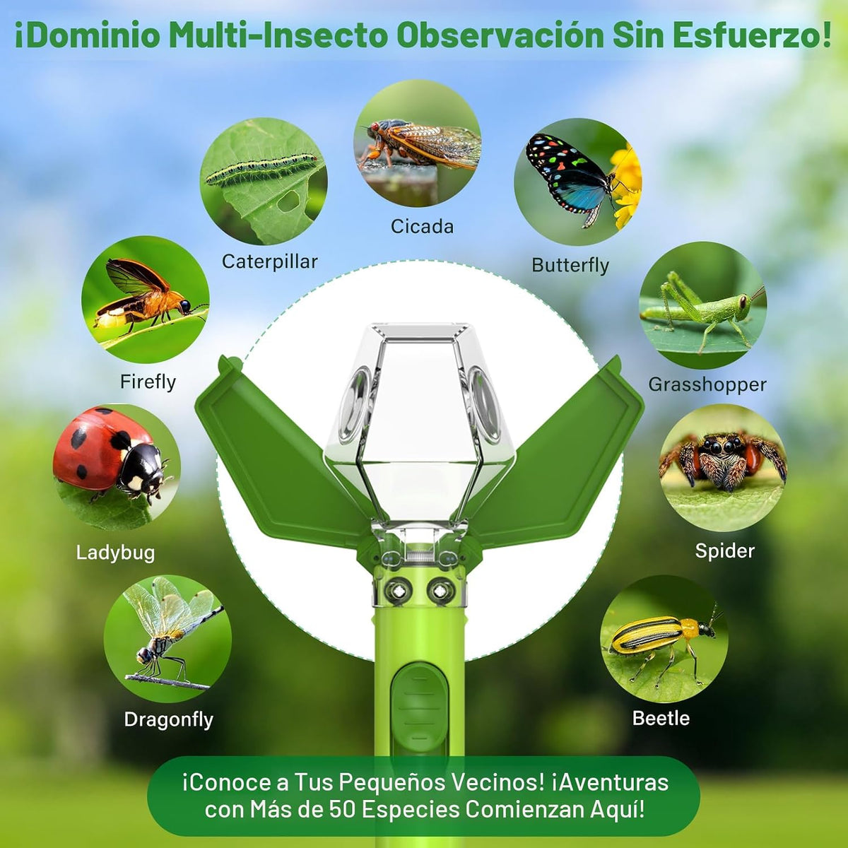 2 atrapasadores de insectos para niños con lupa 6X, juguetes educat...