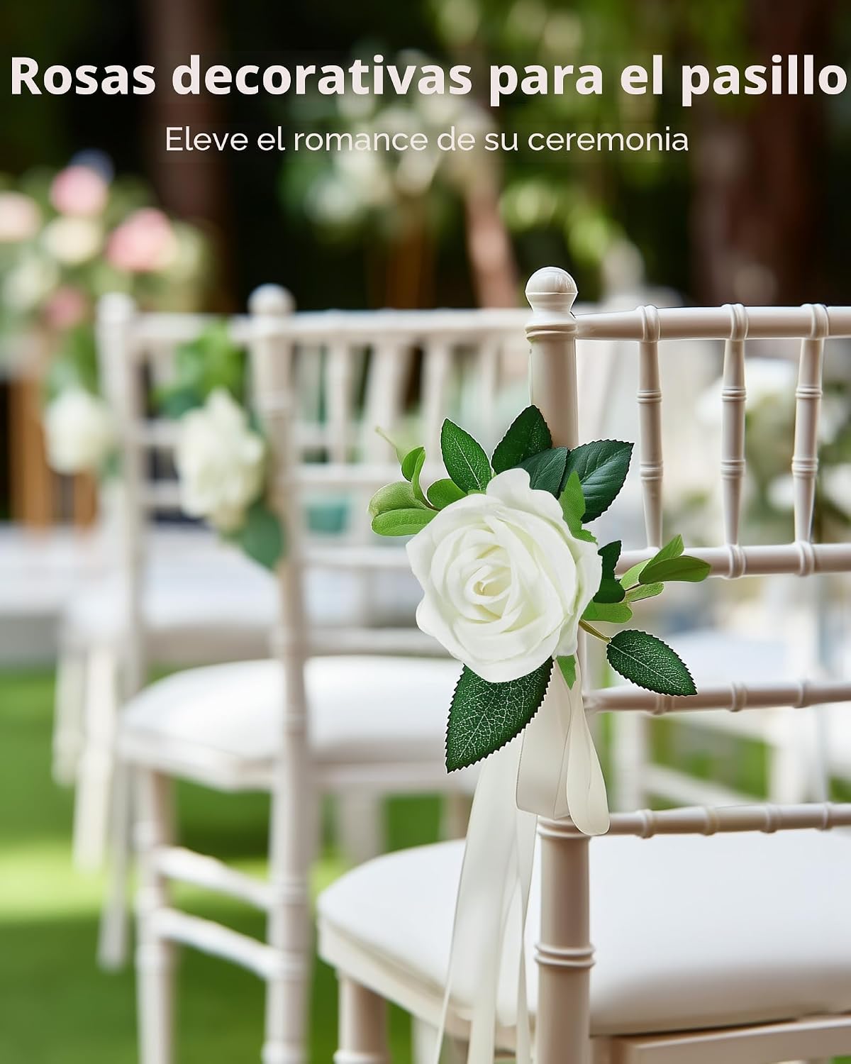 InnoGear Rosas blancas artificiales 50 piezas de terciopelo falso s...