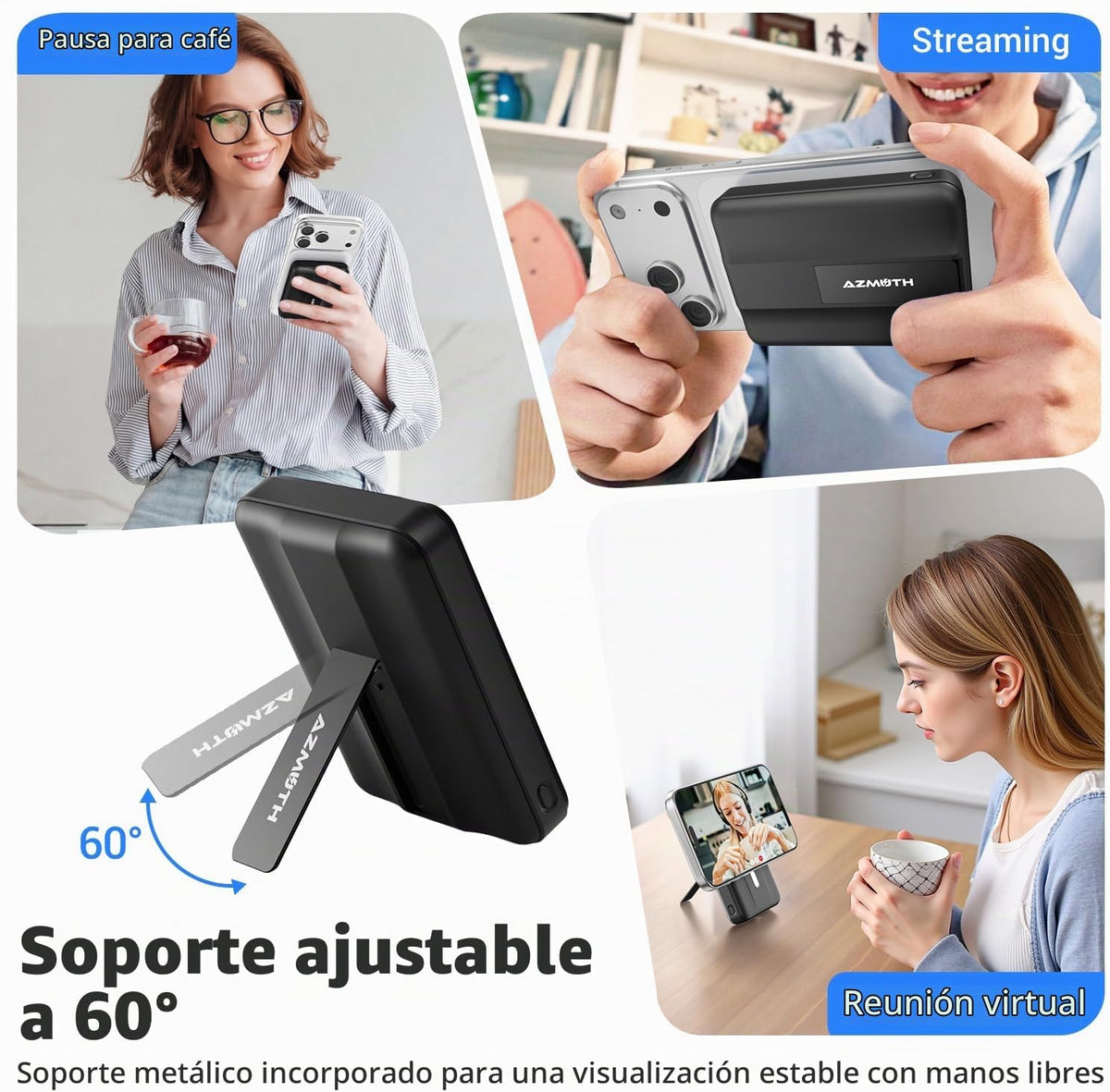 Azmuth para cargador portátil MagSafe, banco de energía magnético d...